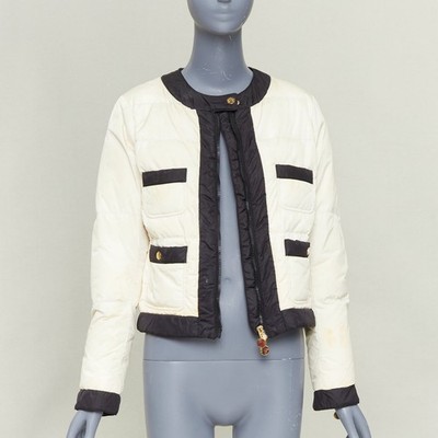 MONCLER G32-003 Piumino Nuovo Daphne cream black 4 pocket padded jacket US2 S