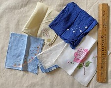 Lot of 5 Vtg Fancy Hankies VG to EXC 2 NWT Embroidery Appliqu 
