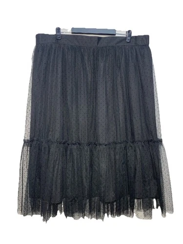 Black Tulle Midi Skirt Fits 2XL Sz 20 Gothic Bride Witch Costume Cosplay Fairy