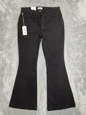 Shyanne High Rise Flare Jeans Womens 31W X 34L Black Stretch Denim Dark Wash