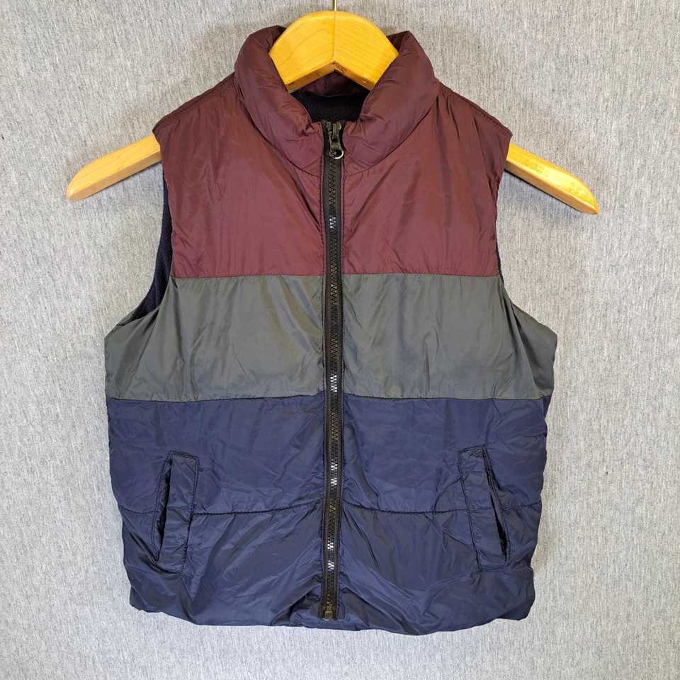 Лот из 2 мальчиков пуховик жилеты разрыв старый темно-синий размер маленький 6/7 многоцветный детский комплект на молнии - Изображение 2 из 4
