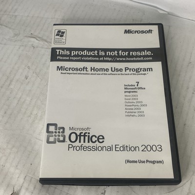 Microsoft 2003 Office Professional Edition Home Use Program W/ Product Key