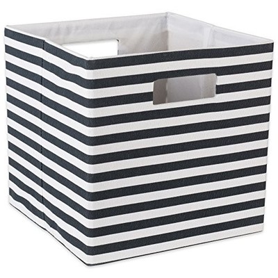  Collapsible Polyester Storage Cube, Pinstripe Large Black