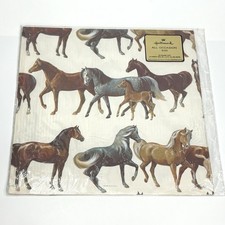 Hallmark Horse Equestrian Horses Wrapping Paper Gift Wrap 2 Sheets Vintage NOS