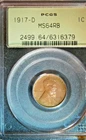 1917 D Lincoln Wheat Cent PCGS MS 64 RB