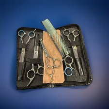 Dog Grooming Scissors Kit with Round Tip, 6 in 1 Black iSeaFly