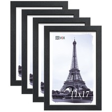 VCK 11x17 Poster Frame Set of 4, Black Solid Wood Picture Frames 11x17,