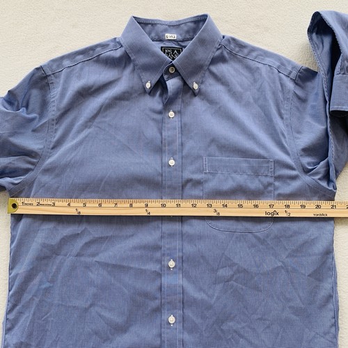 Jos.A.Bank Traveler camicia elegante slim fit uomo manica lunga pied de poule blu 6-34 - Foto 10 di 14