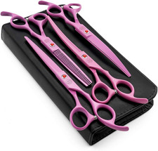 Moontay Professional 7.0" Dog Grooming Scissors Set, 4-Pieces Straight, Upward C