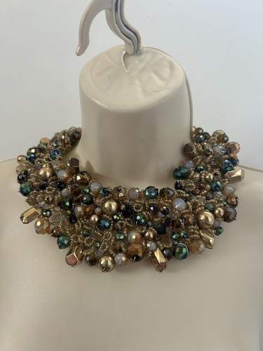 ALDO Wired Chunky Heavily Beaded Bib Statement Necklace