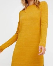 Free People Slim Sweater Dress Size Small Mustard Yellow Midi