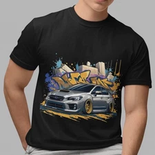 Subaru WRX Modified Drifter Sports Car JDM Casual Men's Black White T-Shirt Top
