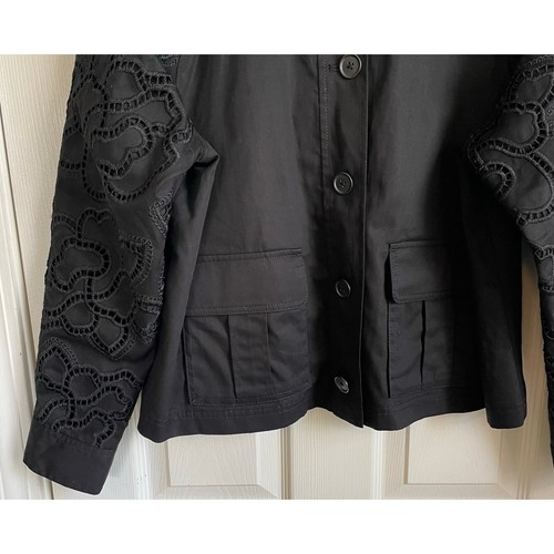 White House Black Market bestickte Cargojacke Ösenärmel schwarz Gr. 14 - Bild 9 von 15
