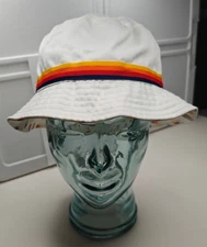 Aldi Gear - Retro Logo Bucket Hat White Rainbow Stripe One Size