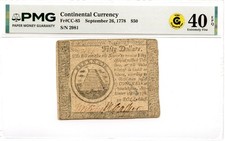 Continental Currency Fr#CC-85 September 26, 1778 $50 PMG XF-40 EPQ GCC Gold