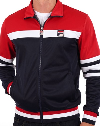 Fila Vintage Men's Vilas Business Track Top Navy/White/Red - Courto, 80s, Retro - Picture 4 of 4