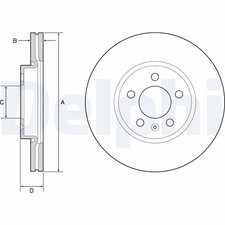 Image of BRAKE DISC DELPHI BG4965C FRONT AXLE FOR AUDI,SEAT,SKODA,VW