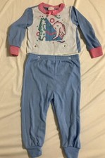 Vintage Kids Pajamas Carter  s Shirt Pants 3T Snap Together Two Piece Blue Animal