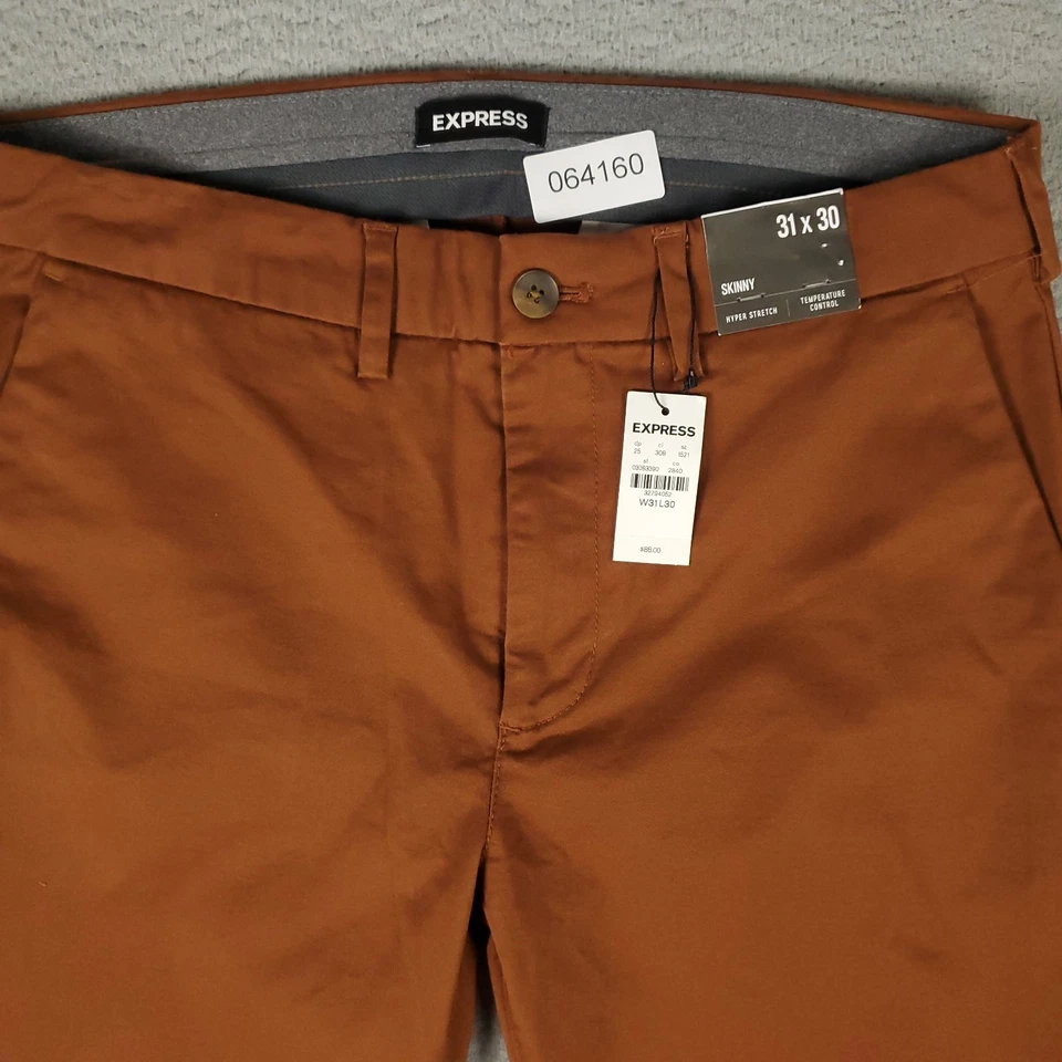 Calça chino Express masculina 31x29 cor ferrugem skinny frente plana - Imagem 2 de 4