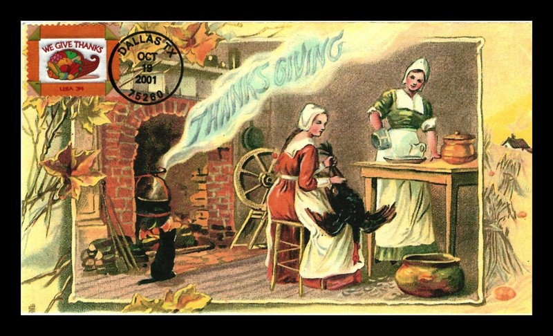 THANKSGIVING FIRST DAY COVER 2001 DALLAS TEXAS WE GIVE THANKS