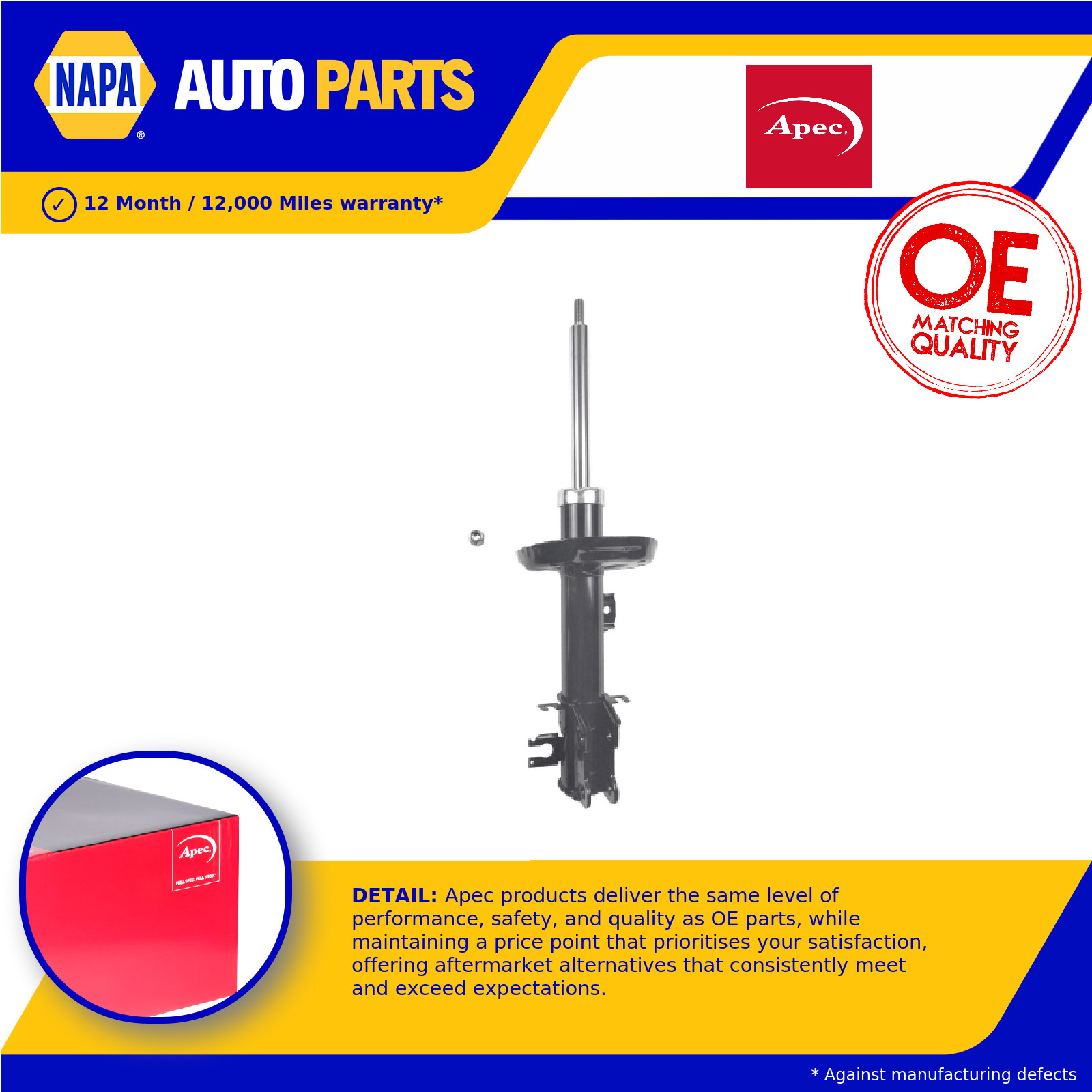 Shock Absorber (Single Handed) Front Left ASA1330 Apec 51808792 51821087 5208F4