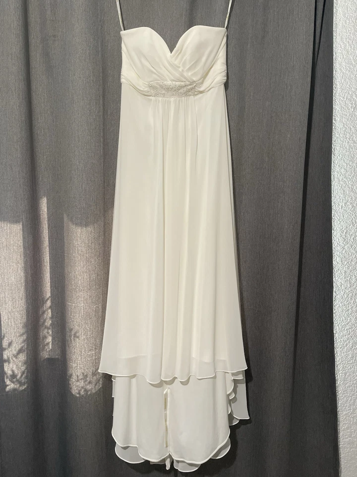 Davids Bridal Wedding Dress Sweetheart Neck Ivory Size 8 Mid Length - Image 4 of 4