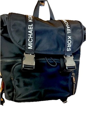 MICHAEL KORS The Michael Bag Large Flap Designer Backpack Black Pristine!