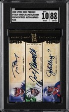 2008 UD PREMIER TRIOS TOM BRADY/JOE NAMATH/JOHN ELWAY /15 SGC 8 AUTO 10