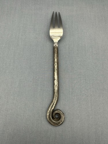 POTTERY BARN Stainless FIDDLEHEAD Flatware BLACK OXIDIZED Thailand 6 PIECE SET - Picture 7 of 17