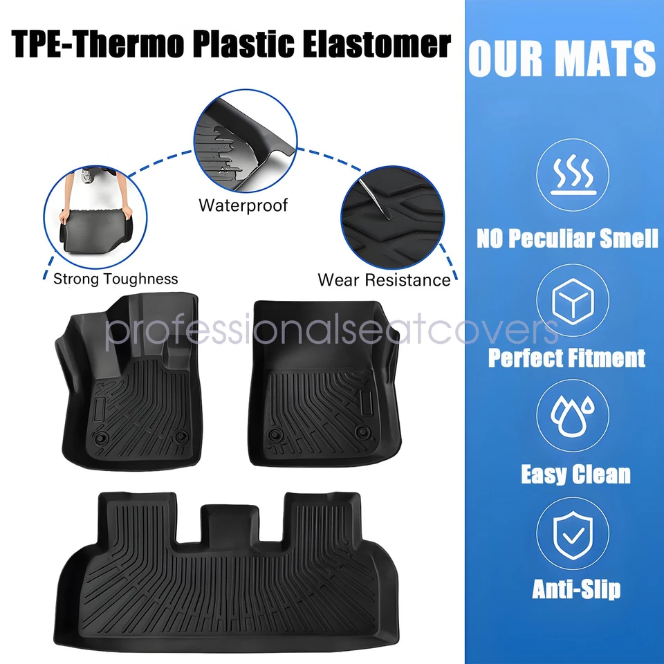 Juego completo de alfombrillas forro negras Fisker Ocean TPE 2023-2024 delanteras y segunda fila Foto 3 de 4