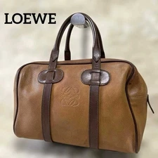 Loewe Anagram Boston Handbag Leather Brown Women's Pre-Owned From Japan