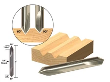 60 & 90 Degree V Groove Solid Carbide Router Bit - 1/4" Shank - Yonico 14103q