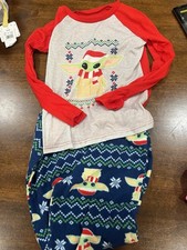 Kids Baby Yoda Christmas Pajama Set Size 10