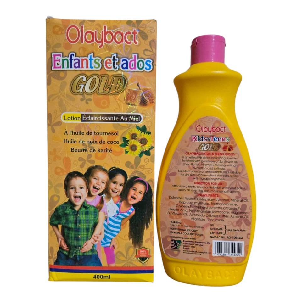  Olaybact kids and teens gold Honey Brightening lotion 400ml Coconut/shea butter - Image 2 of 4