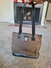 Dooney & Bourke Signature Jacquard Leather Canvas Shoulderbag Shopper Tote Purse