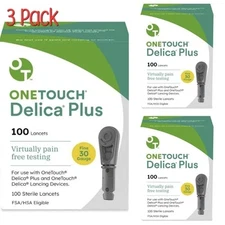 3 Boxes OneTouch Delica Plus 100Lancets 30G  EXP.2029+   FREE SHIPPING
