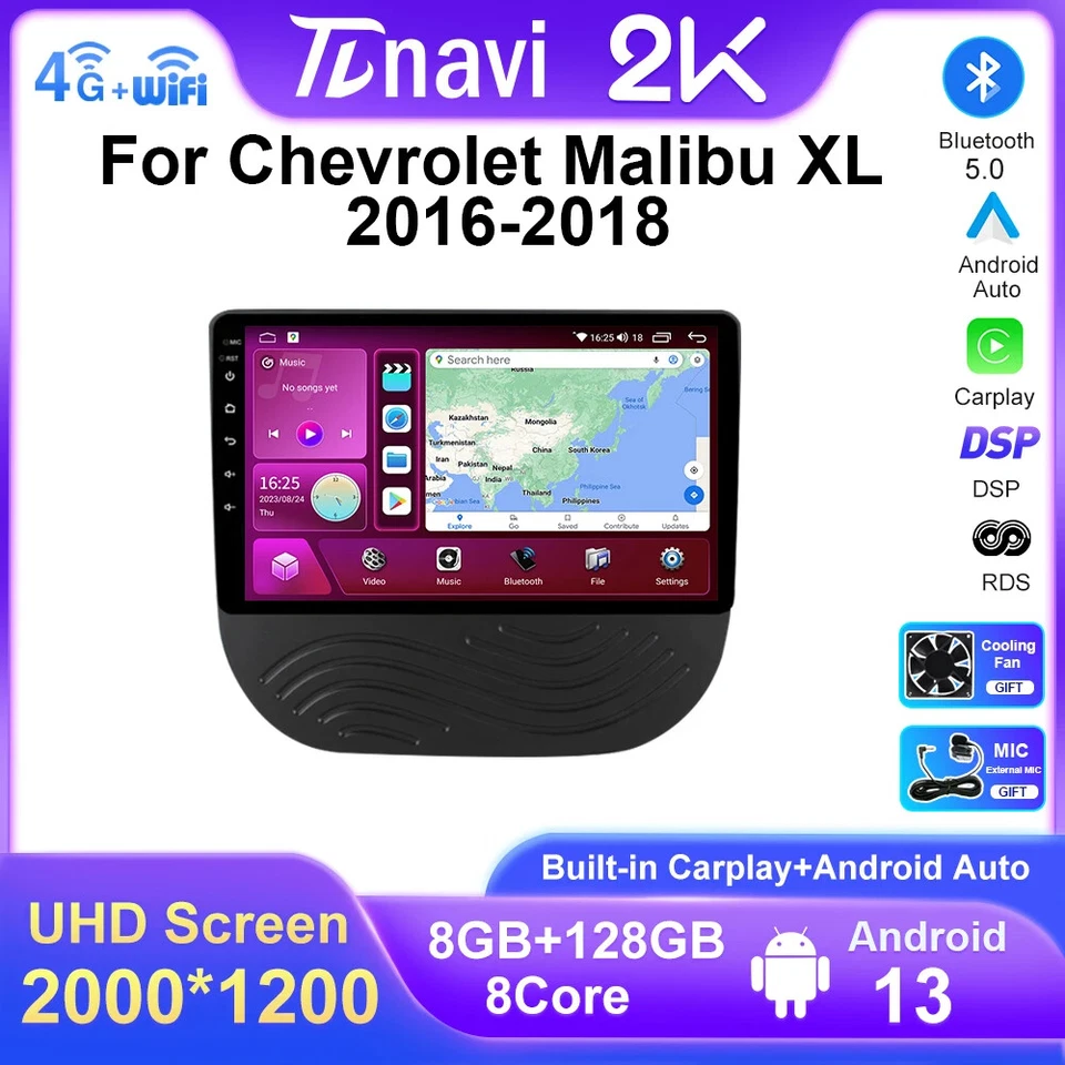 For Chevrolet Malibu XL 2016-2018 CarPlay Car Stereo Radio GPS Multimedia Screen - Image 3 of 4