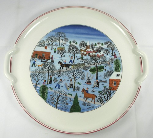 Villeroy & Boch Naif Christmas Round Handled Cake Plate Vitro Porcelain Dishwash - Picture 9 of 9