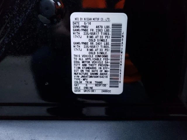 Nissan Rogue 2016 velocímetro calibre grupo fabricante de equipos originales negro 88 k millas K16190 Foto 3 de 4