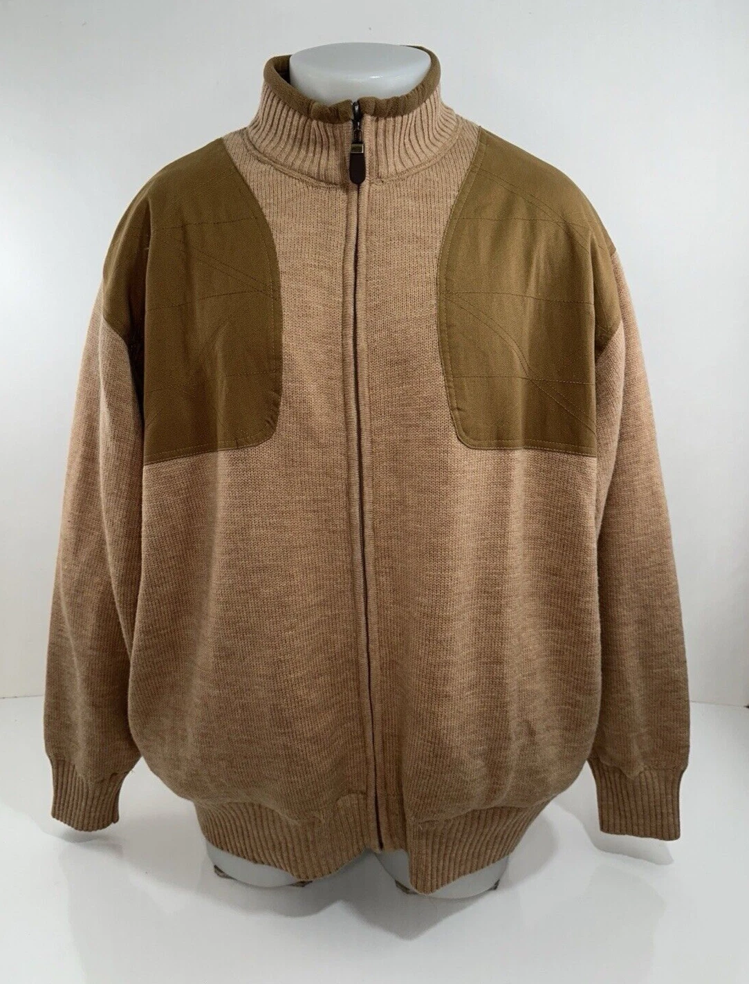 ORVIS - 100 % Wool Knit Lined Shoulder Padded Mens Full Zip XL. Jacket - EXC