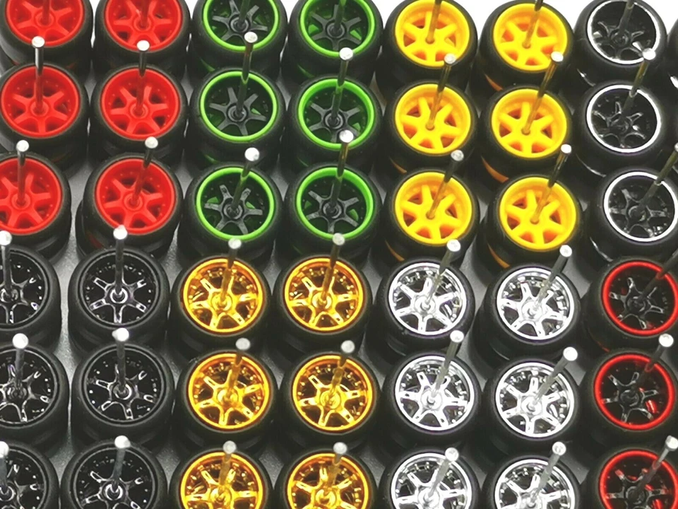 Hot Wheels 6 Speichen Gummireifen 24 Sets (8 Farben) MIX für JDM 1:64 - Bild 4 von 4