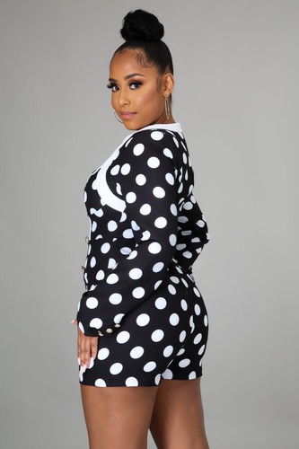 black white polka dot playsuit