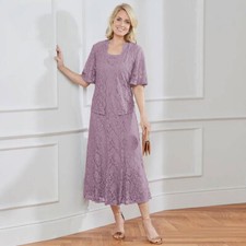 Elegant Mother Of The Bride Dresses With Short Sleeves Jackets Tea Length