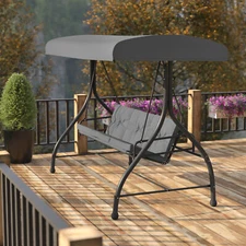 Tellis 3-Seat Outdoor Steel Converting Patio Swing Canopy Hammock with Cushio...