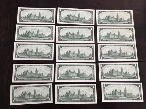 LOT OF 15 1867 1967 $1 BANK OF CANADA NOTE BILLS GREAT CONDITION - Picture 2 of 2