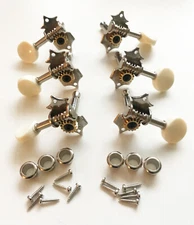 NEW Vintage Style Individual Guitar Tuners Chrome Ivoroid Oval Buttons