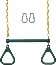 Jungle Gym Kingdom 18” Trapeze Swing Bar Rings 48” Heavy Duty Chain Swing Set.