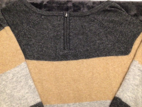 Fenn Wright Manson Striped Nylon Angora Back Zip Sweater XL - Picture 6 of 7