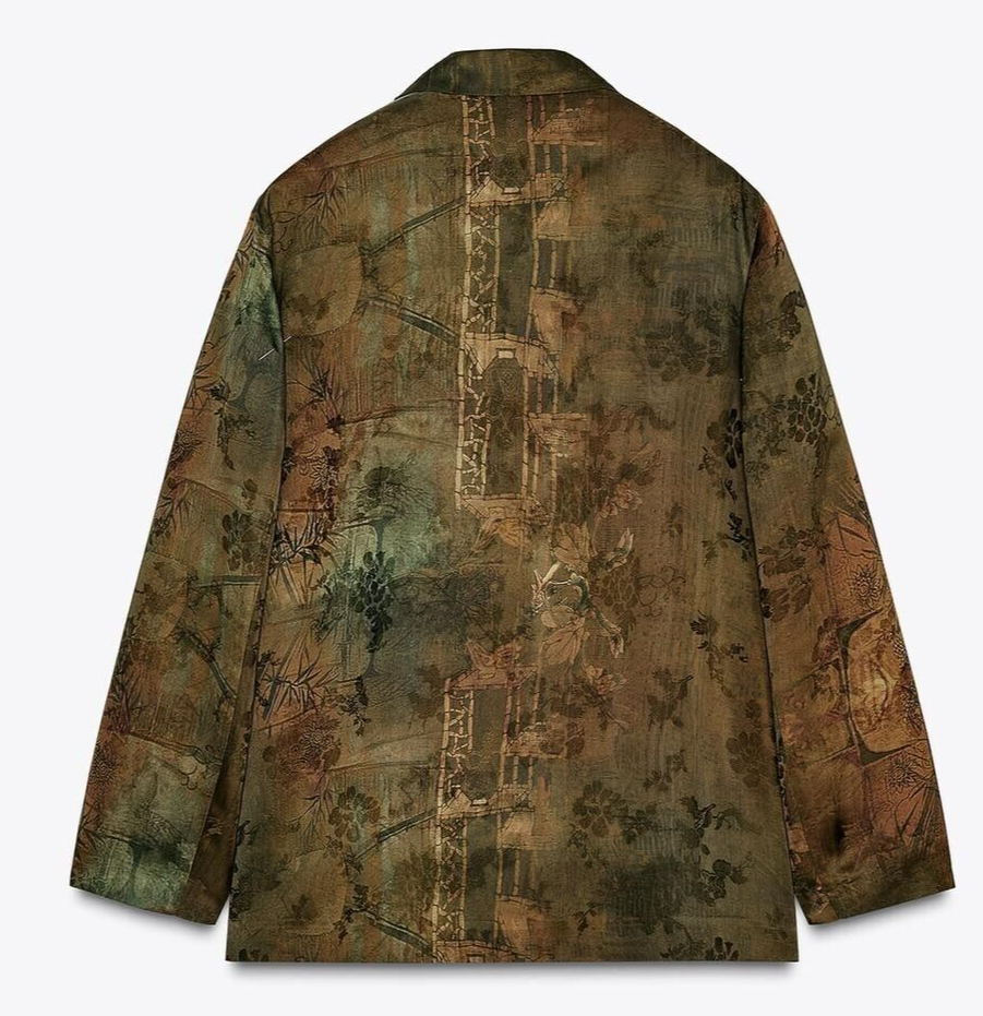 ZARA WOMAN DOUBLE-BREASTED JACQUARD BLAZER ZW COLLECTION