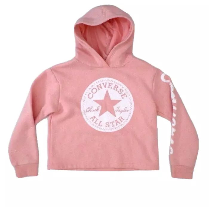 Converse Chuck Taylor Girls Crop Pullover Hoodie M 10 12 years 140 152 cm Pink